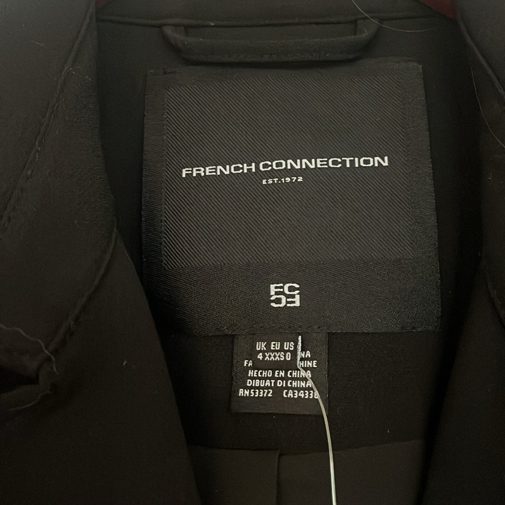 French connection, black trench coat dress. Size 0. Excellent  condition. New. - Picture 2 of 7